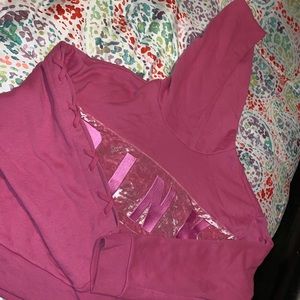 PINK velvet crop top hoodie.